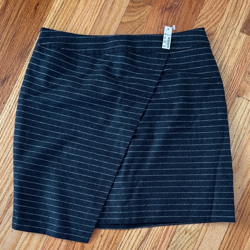 Madewell Pinstripe Asymmetric Wrap Skirt